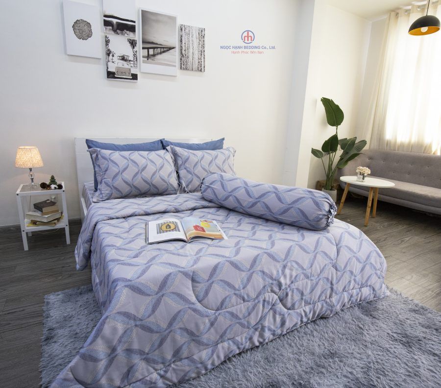  Bộ Chăn Ga tencel lụa Tím Lượn Sóng - Ngọc Hạnh Bedding 