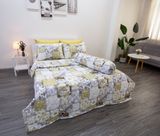  Bộ Chăn Ga Microfiber Caro Vàng Nâu - Chăn ga Microfiber Cao Cấp Ngọc Hạnh 