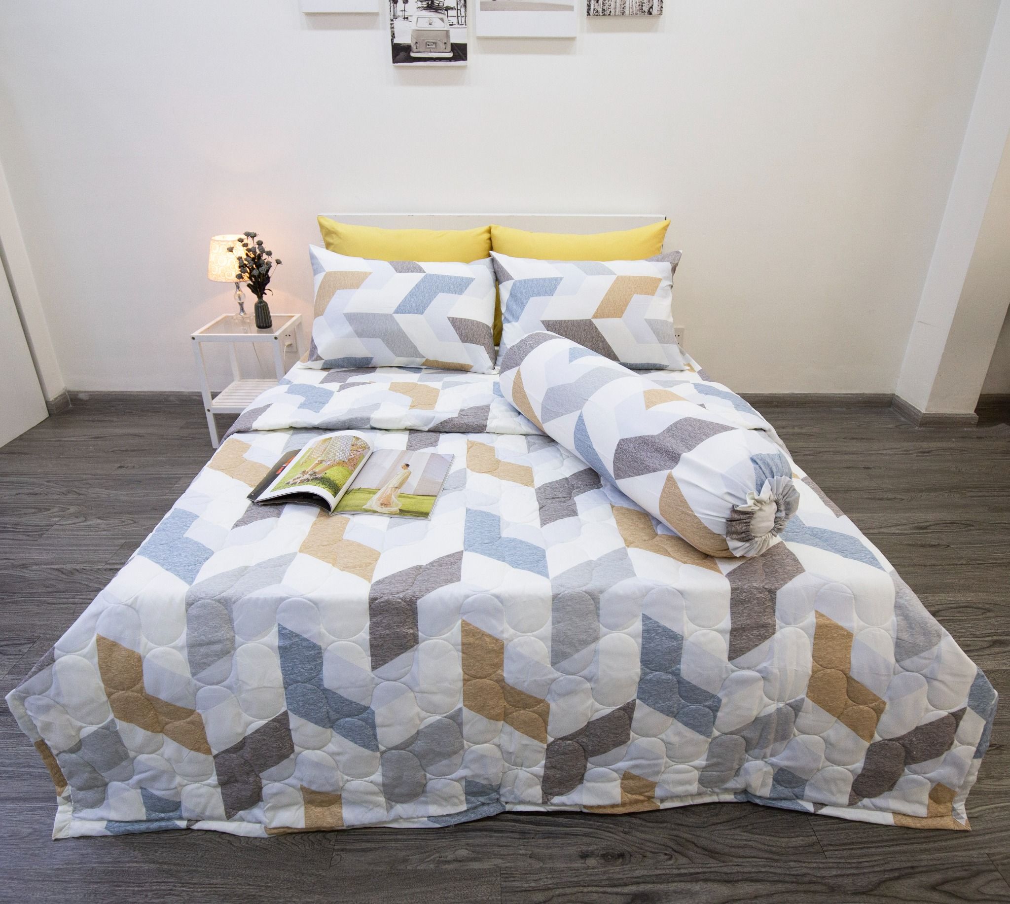 Bộ Chăn Ga Microfiber Gạch Vàng 