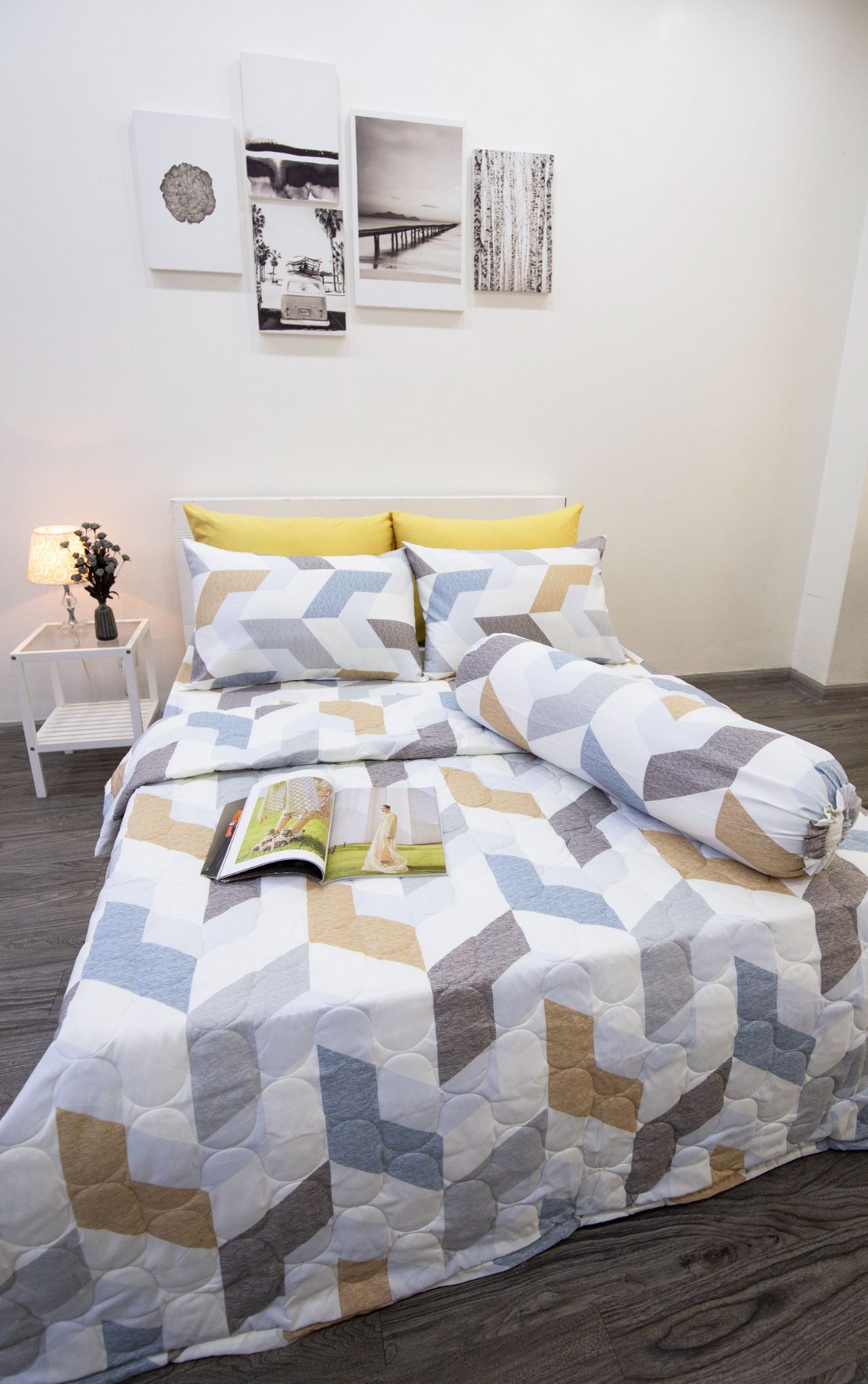  Bộ Chăn Ga Microfiber Gạch Vàng 