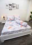  Bộ Chăn Ga Microfiber Lá Cọ Hồng 