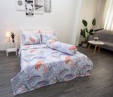  Bộ Chăn Ga Microfiber Lá Cọ Hồng 