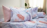  Bộ Chăn Ga Microfiber Lá Cọ Hồng 