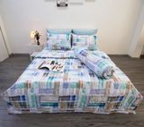  Bộ Chăn ga Microfiber Gạch Xanh Tím 