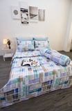  Bộ Chăn ga Microfiber Gạch Xanh Tím 