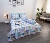  Bộ Chăn ga Microfiber Gạch Xanh Tím 