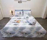  Bộ Chăn Ga Microfiber Loang Xám Xanh 