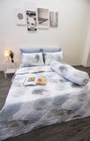  Bộ Chăn Ga Microfiber Loang Xám Xanh 