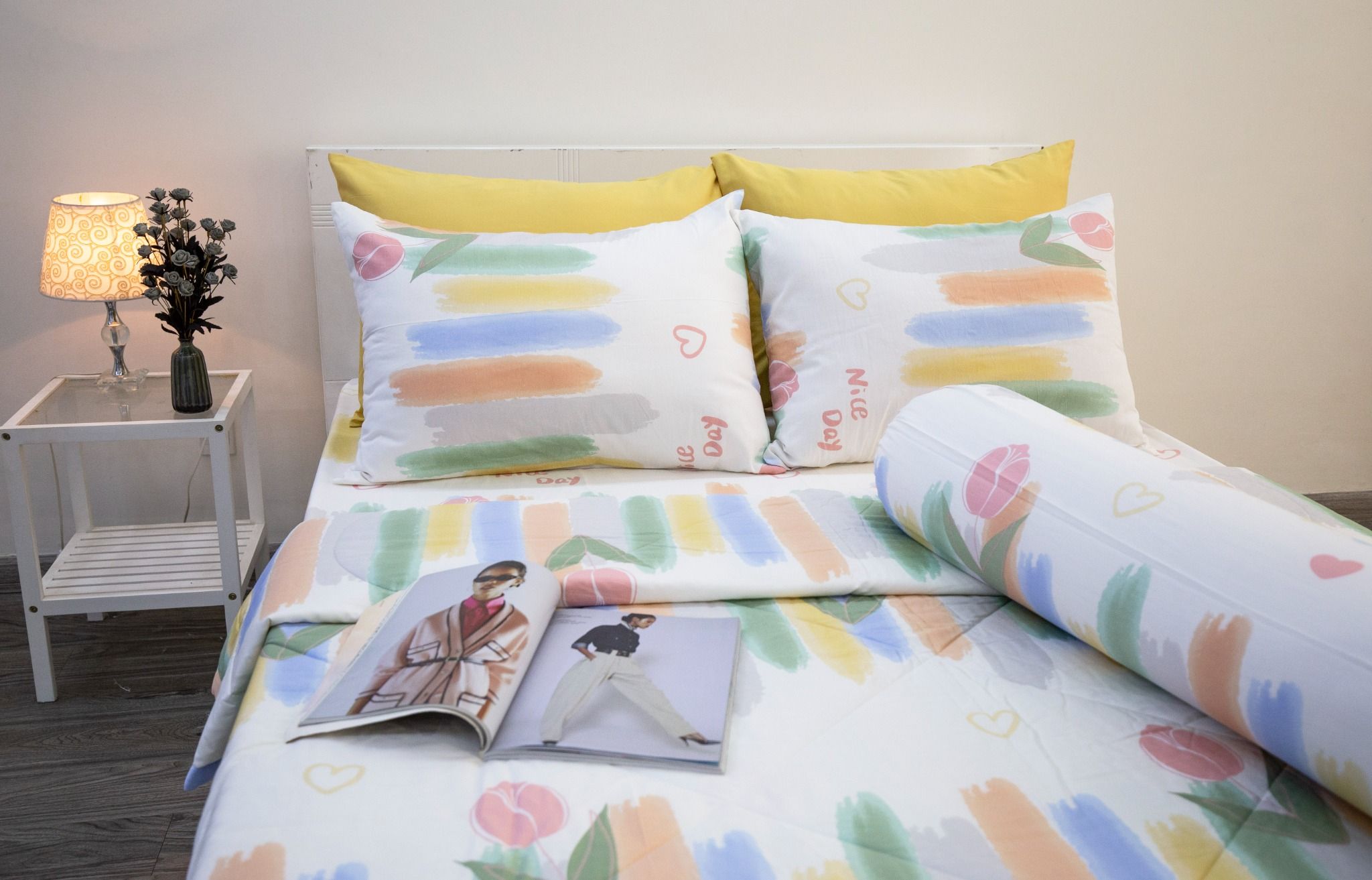  Bộ Drap Giường Cotton Loang Màu Ngũ Sắc – Ngọc Hạnh Bedding 