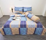  Bộ Drap Giường Microfiber Caro Xanh Tím 