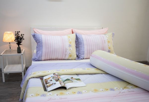 Bộ Drap Giường Tencel Lụa Sọc Hồng Tím - Ngọc Hạnh Bedding