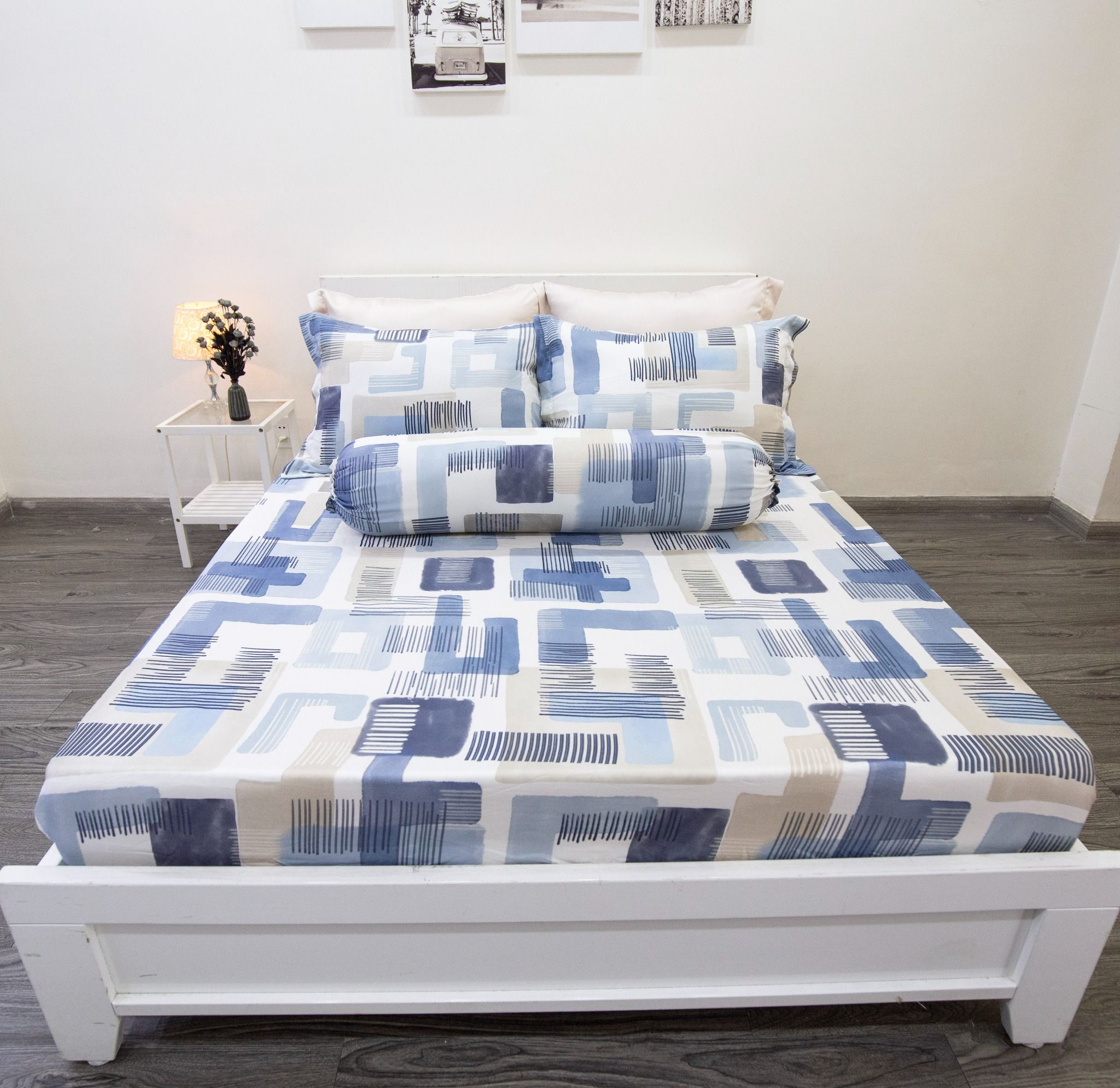  BỘ CHĂN GA TENCEL LỤA HỌA TIẾT GẠCH XANH - CHĂN GA TENCEL NGỌC HẠNH 