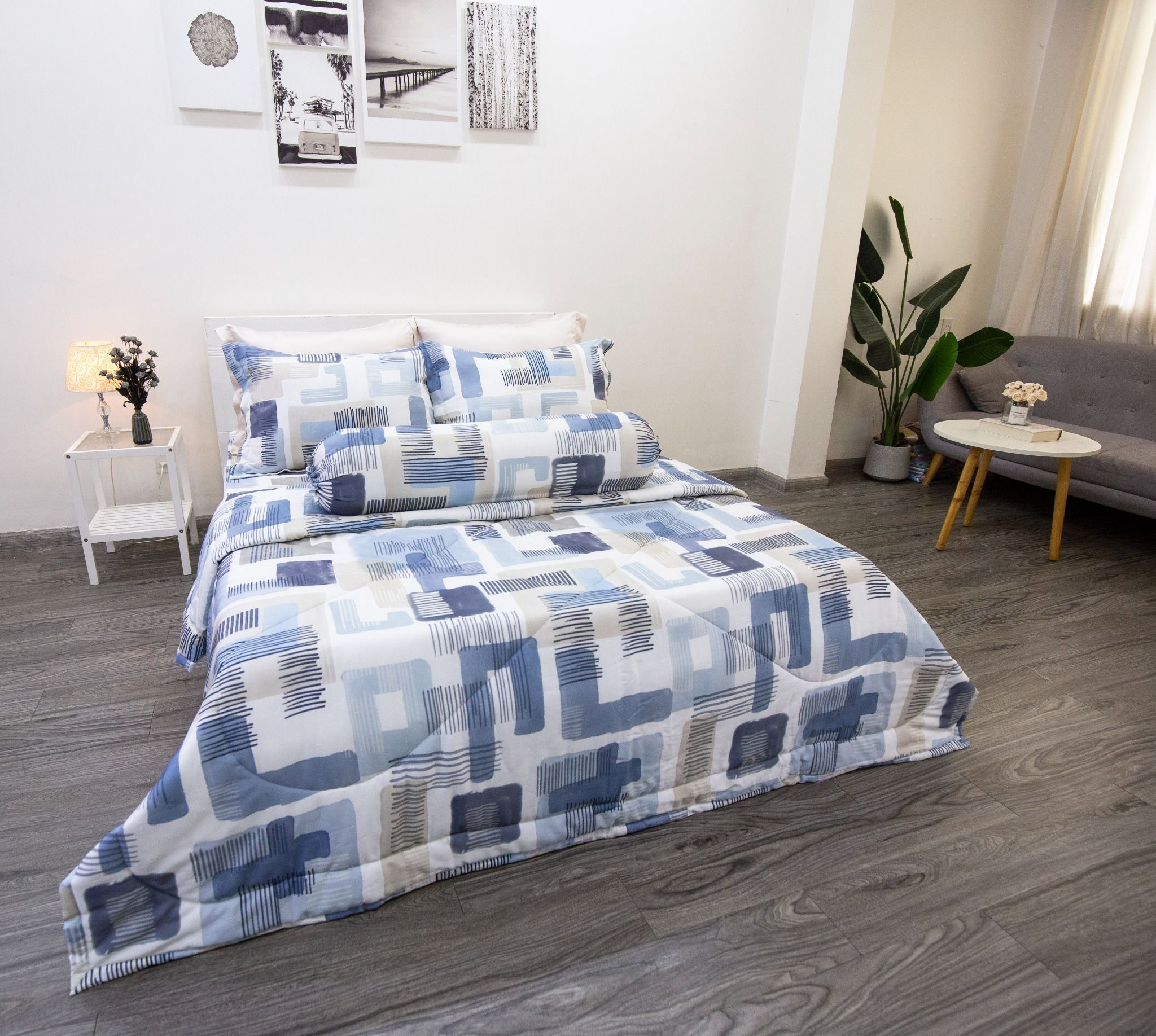 BỘ CHĂN GA TENCEL LỤA HỌA TIẾT GẠCH XANH - CHĂN GA TENCEL NGỌC HẠNH 