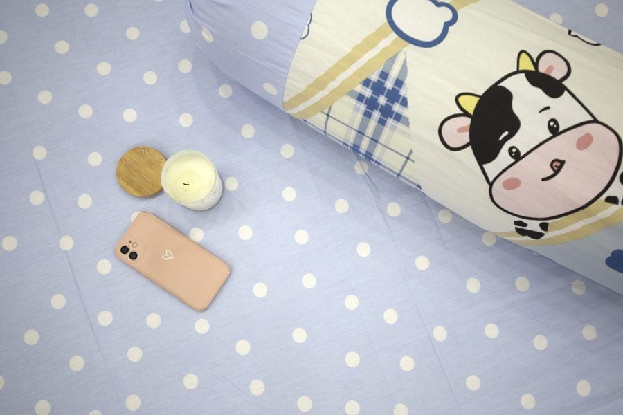  BỘ DRAP GIƯỜNG COTTON CM XANH TRẮNG BÒ SỮA nệm 5cm 10cm 15cm 20cm - NGỌC HẠNH BEDDING 