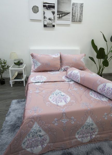 Bộ drap giường tencel lụa bông hồng phấn - Drap giường Tencel cao cấp