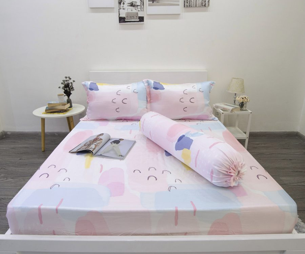 Bộ drap giường tencel lụa 80s Hồng - Ngọc Hạnh Bedding