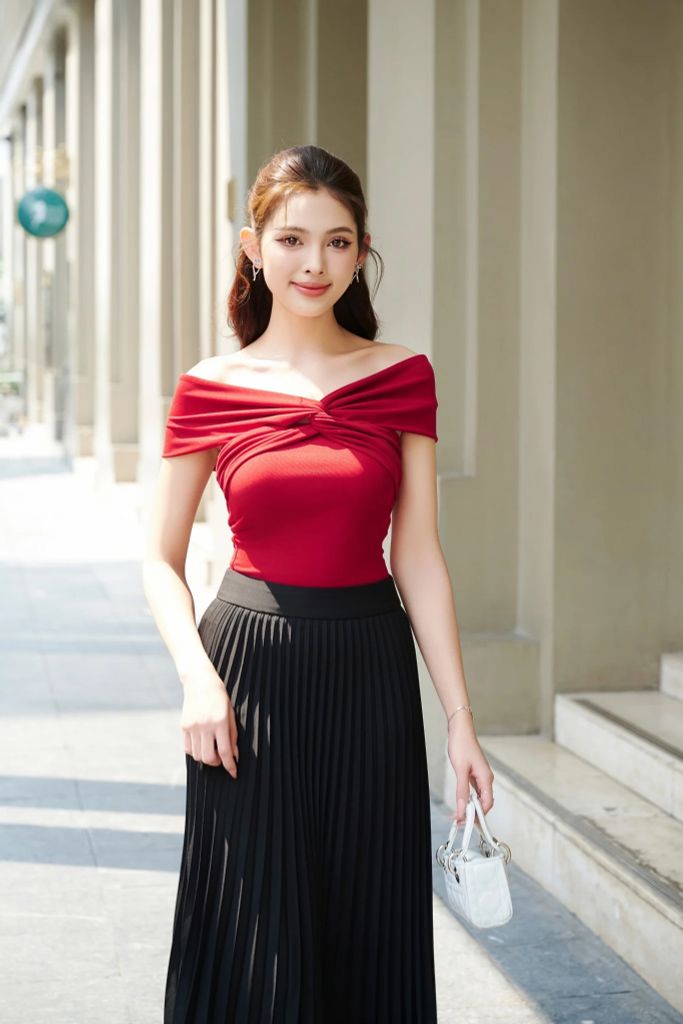 Áo thun tăm trễ vai