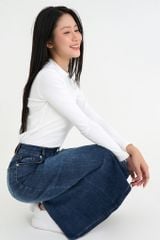 Chân váy Jeans dài dáng suông CHENMAC co giãn, xẻ sau, tôn dáng, thoải mái