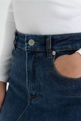 Chân váy Jeans dài dáng suông CHENMAC co giãn, xẻ sau, tôn dáng, thoải mái