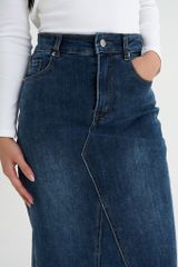 Chân váy Jeans dài dáng suông CHENMAC co giãn, xẻ sau, tôn dáng, thoải mái