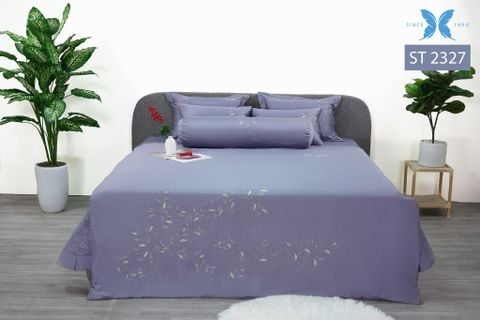 Bộ chăn ga gối 7 món Sateen thêu ST2327