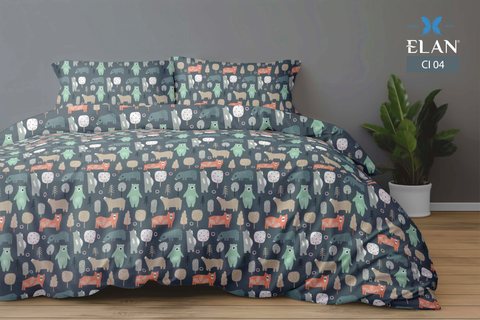 Bộ chăn ga gối 5 món Cotton In cao cấp CI04
