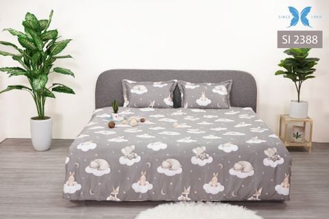 Bộ chăn ga gối 7 món Sateen in hoa SI2388