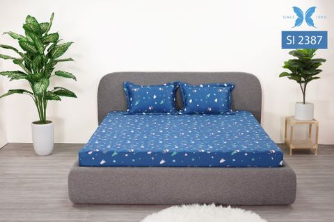 Bộ ga chun kèm gối 3 món Sateen in hoa SI2387