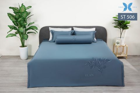 Bộ chăn ga gối 5 món Sateen thêu ST506