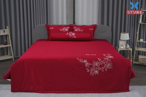 Bộ chăn ga gối 5 món Sateen Thêu ST5184