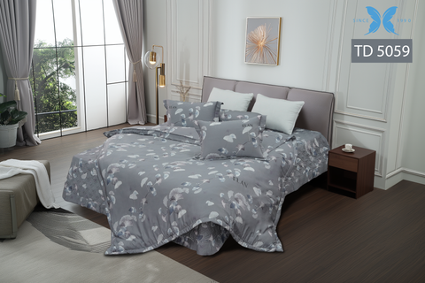 Bộ chăn ga gối 5 món Tencel in cao cấp TD5059