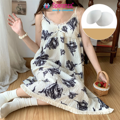 Váy Mặc Nhà Dáng Rộng Nữ – Chất Cotton Mềm, Có Lót Ngực, Dáng Suông Dễ Thương Mặc Nhà - SPD007SH