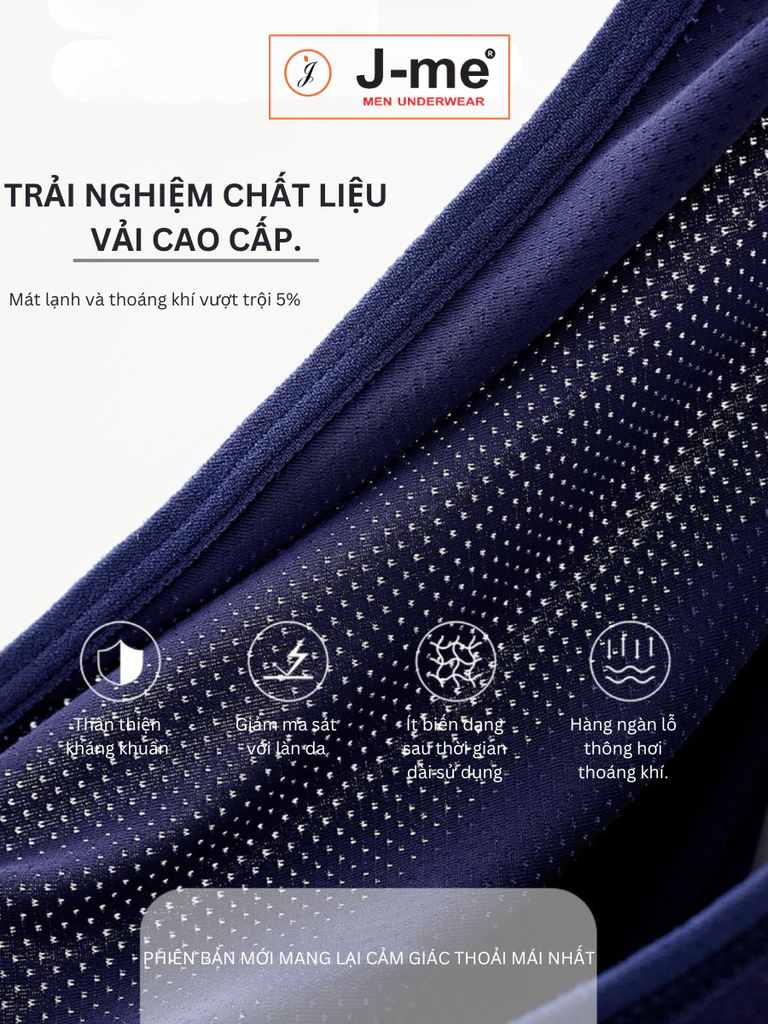 Quần sịp nam J-me, vải nhiều lỗ thông hơi thoáng khí, mềm mịn, bền đẹp thoáng mát JM908SH