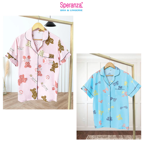 Bộ đồ mặc nhà giành cho nữ Speranza, áo ngắn tay, quần ngắn trên gối, chất liệu mềm mại thoáng mát - SBD670SH