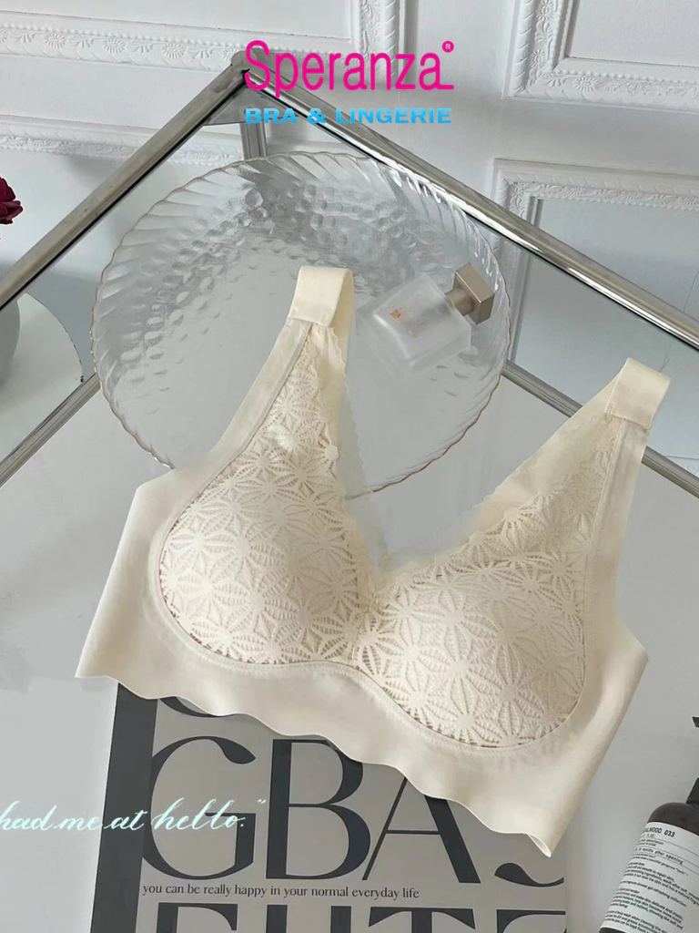 Áo ngực nữ không gọng mút mỏng phối ren mềm tạo nét riêng quyến rũ SPA6851SH