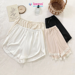 Quần Short Mặc Nhà Nữ Speranza, Dáng Rộng Mềm Mát Lưng Thun Co Giãn, Cotton Caro Viền Ren – SPQ0437