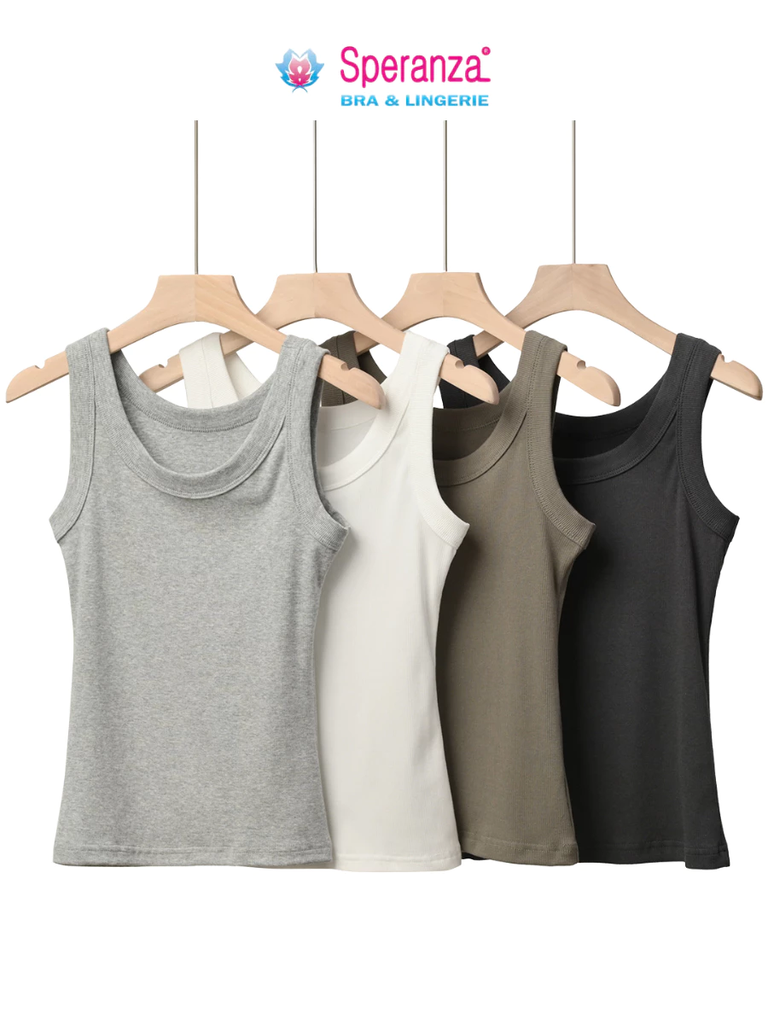 Áo Tank Top Nữ Basic Cotton Co Giãn Áo Thun Ba Lỗ Ôm Dáng Mặc Trong, Ở Nhà, Tập Thể Dục - SPAL0011SH