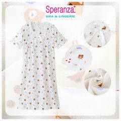 Váy ngủ nữ ngắn tay vải bong mặc nhà rộng phong cách công chúa SPD006SH