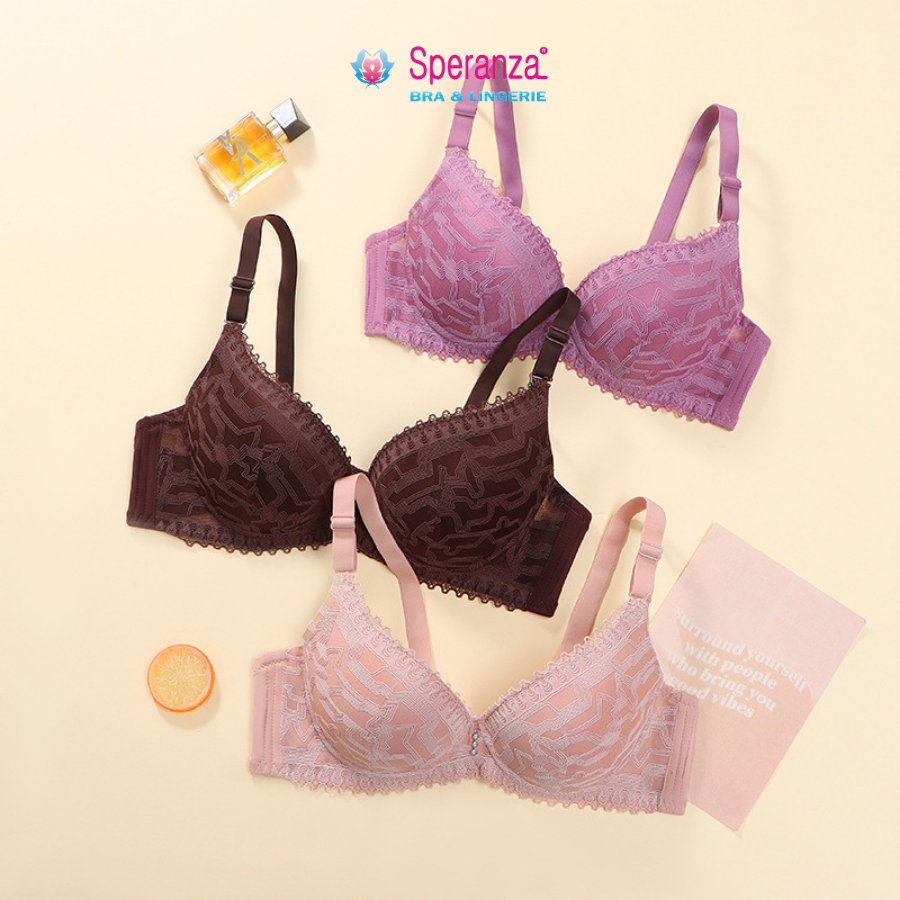 Áo ngực nữ size lớn ren mút mỏng cup chéo 3/4 bầu ngực SPA541SH