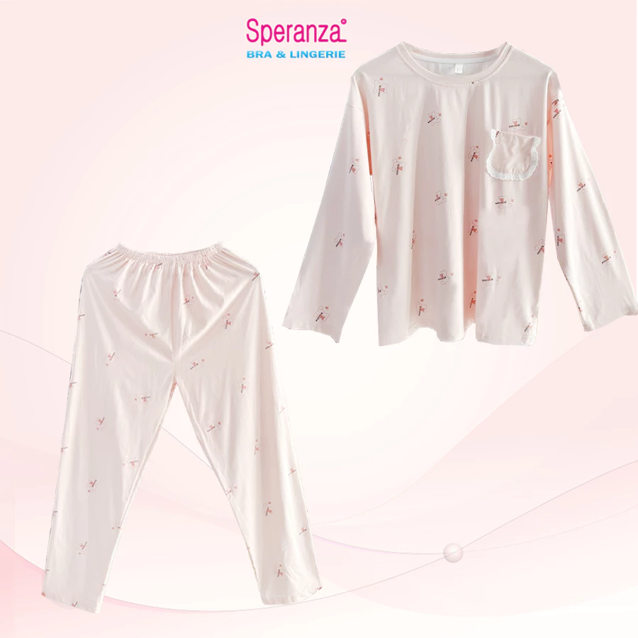 Bộ đồ ngủ quần dài tay Speranza, cotton thân thiện với da dành cho nữ, thoáng mát - SBD2460SH