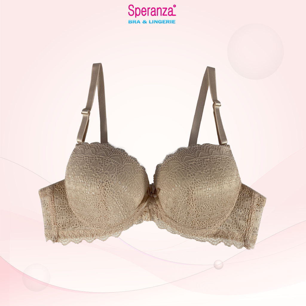 Áo ngực nữ có gọng mút dày ngoài phủ ren trong cotton thấm hút mô hôi SPA8563SH