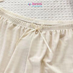 Quần Short Mặc Nhà Nữ Speranza, Dáng Rộng Mềm Mát Lưng Thun Co Giãn, Cotton Caro Viền Ren – SPQ0437