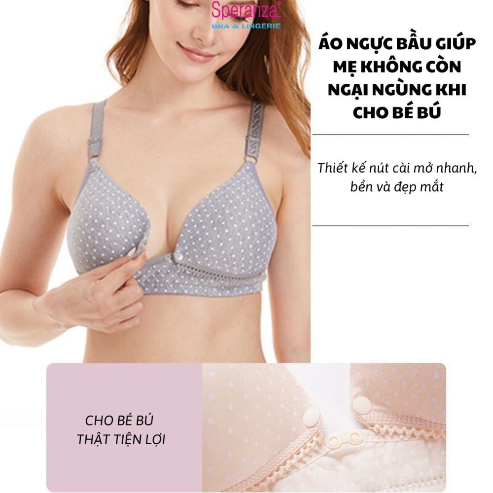 Áo ngực cho bé bú họa tiết chấm bi có cúc bấm giữa ngực tiện lợi thoải mái SPAB639SH