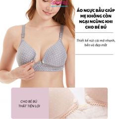 Áo ngực cho bé bú họa tiết chấm bi có cúc bấm giữa ngực tiện lợi thoải mái SPAB639SH