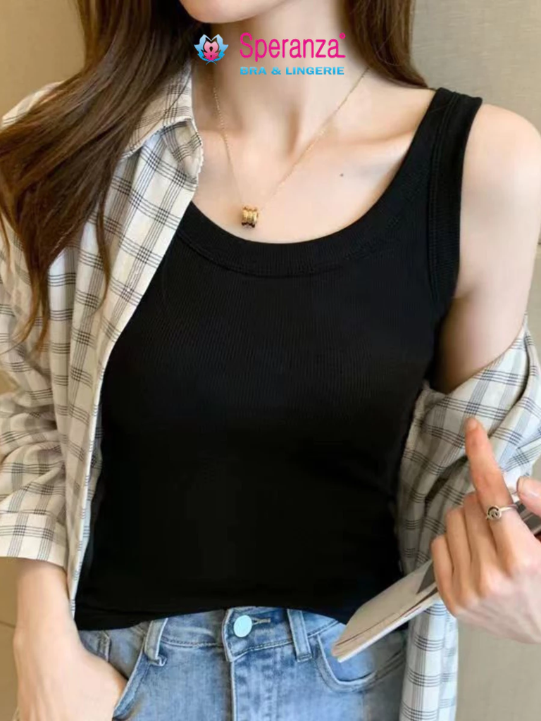 Áo Tank Top Nữ Basic Cotton Co Giãn Áo Thun Ba Lỗ Ôm Dáng Mặc Trong, Ở Nhà, Tập Thể Dục - SPAL0011SH