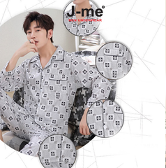 Bộ Đồ Ngủ Nam Mùa Thu Đông Chất Liệu Cotton Dệt Kim Hai Mặt Áo Dài Tay Quần Dài Thoải Mái JMPB12069