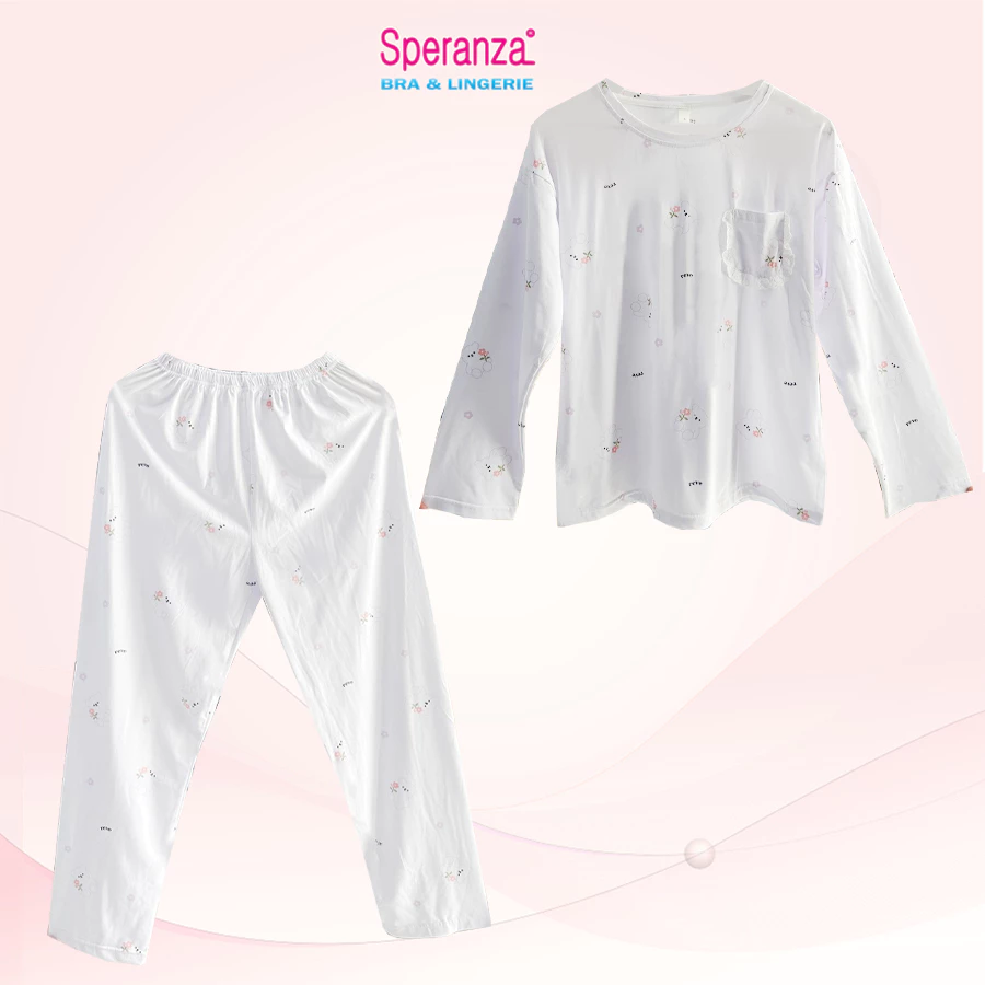 Bộ đồ ngủ quần dài tay Speranza, cotton thân thiện với da dành cho nữ, thoáng mát - SBD2460SH