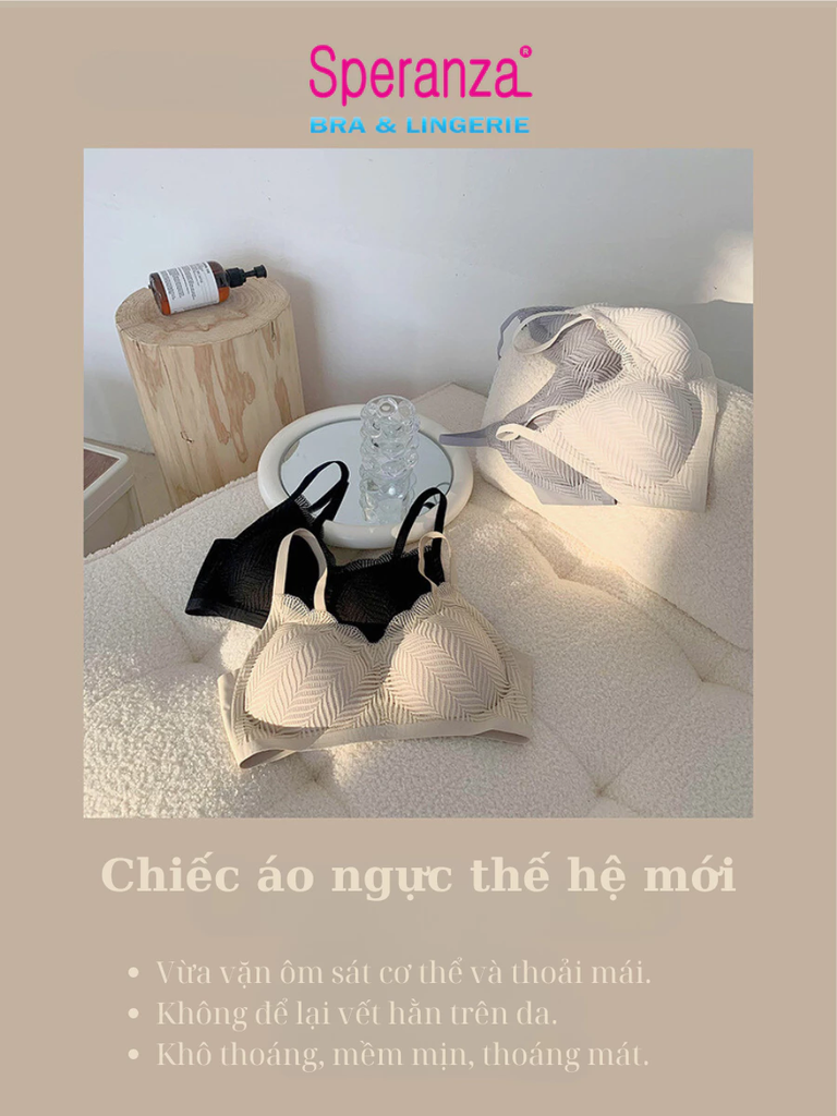 Áo ngực nữ không gọng mút cao su ren nâng ngực nhỏ nhắn lưng đẹp SPA6829SH