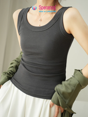 Áo Tank Top Nữ Basic Cotton Co Giãn Áo Thun Ba Lỗ Ôm Dáng Mặc Trong, Ở Nhà, Tập Thể Dục - SPAL0011SH