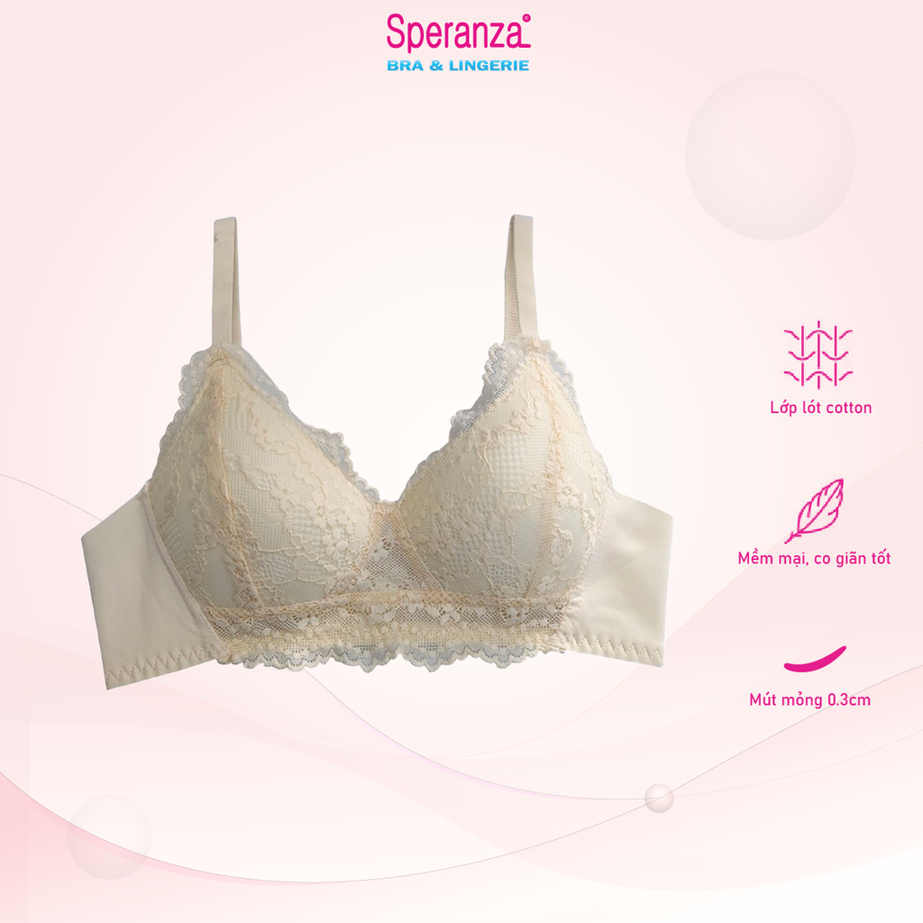 Áo ngực nữ không giọng mút mỏng ren dây chéo coton spa495SH